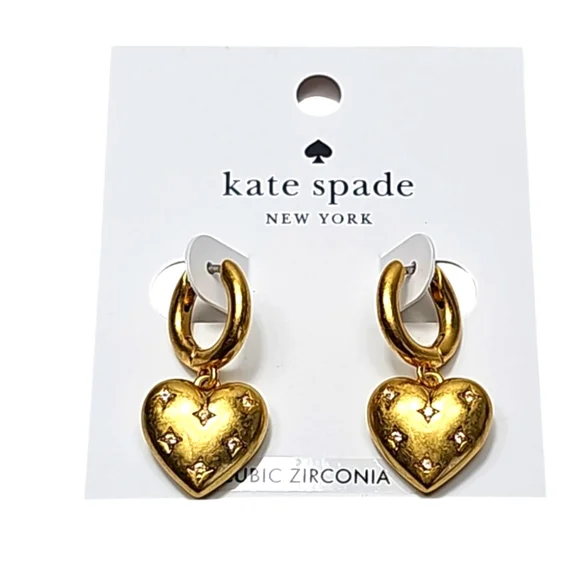 Kate Spade My Precious Gold Heart Huggies Earrings - Picture 6 of 11